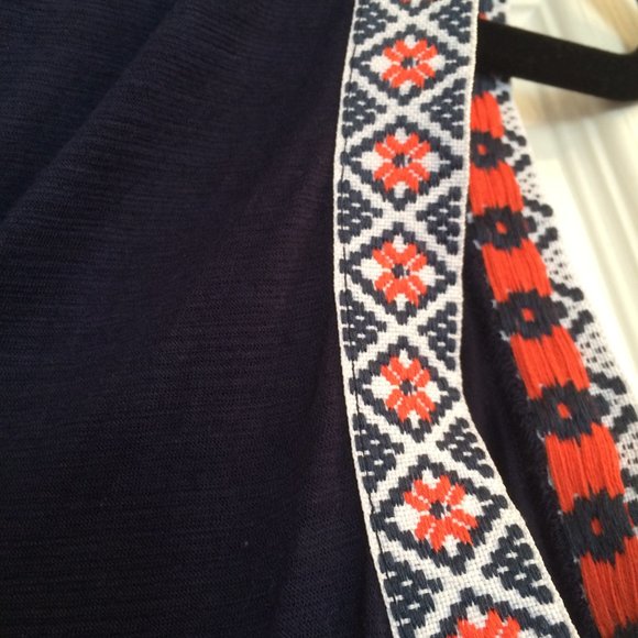 Tunic: Loose Casual Flowy Tank Top Navy w/ Orange - Picture 7 of 10